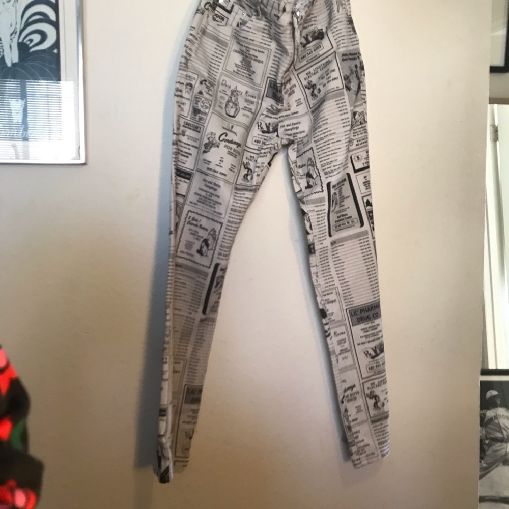 Fashion Brand Company Penelope Gazin FBC Newspaper Print Pants